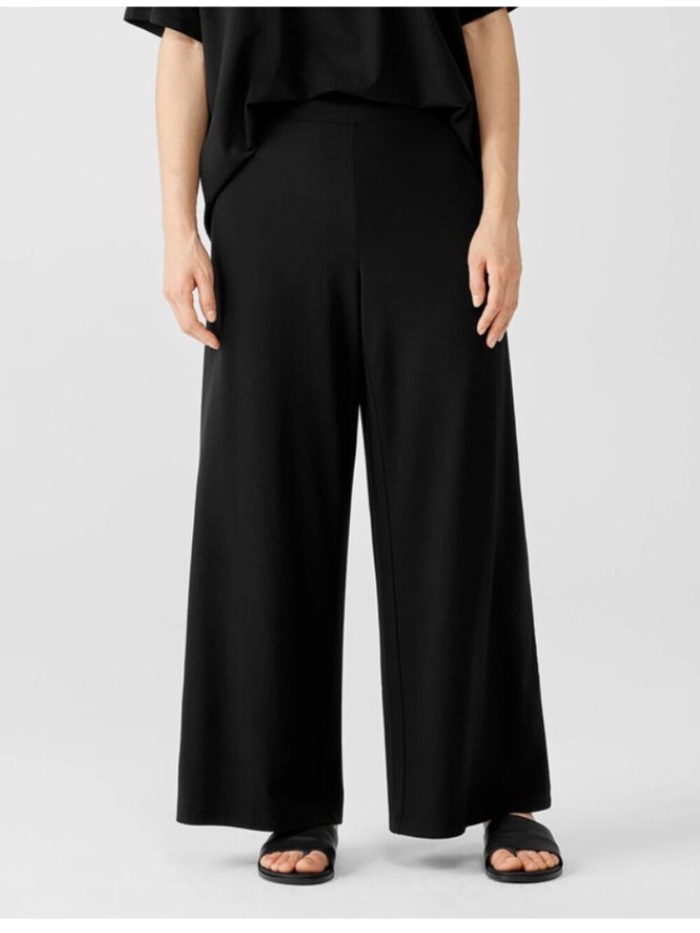 Eileen Fisher Stretch Jersey Knit Wide-Leg Pant - Large